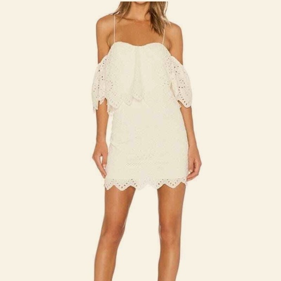 SAYLOR Karen Cream Lace Flutter Sleeve Mini Sundress Montauk Size S NWT - Picture 2 of 11